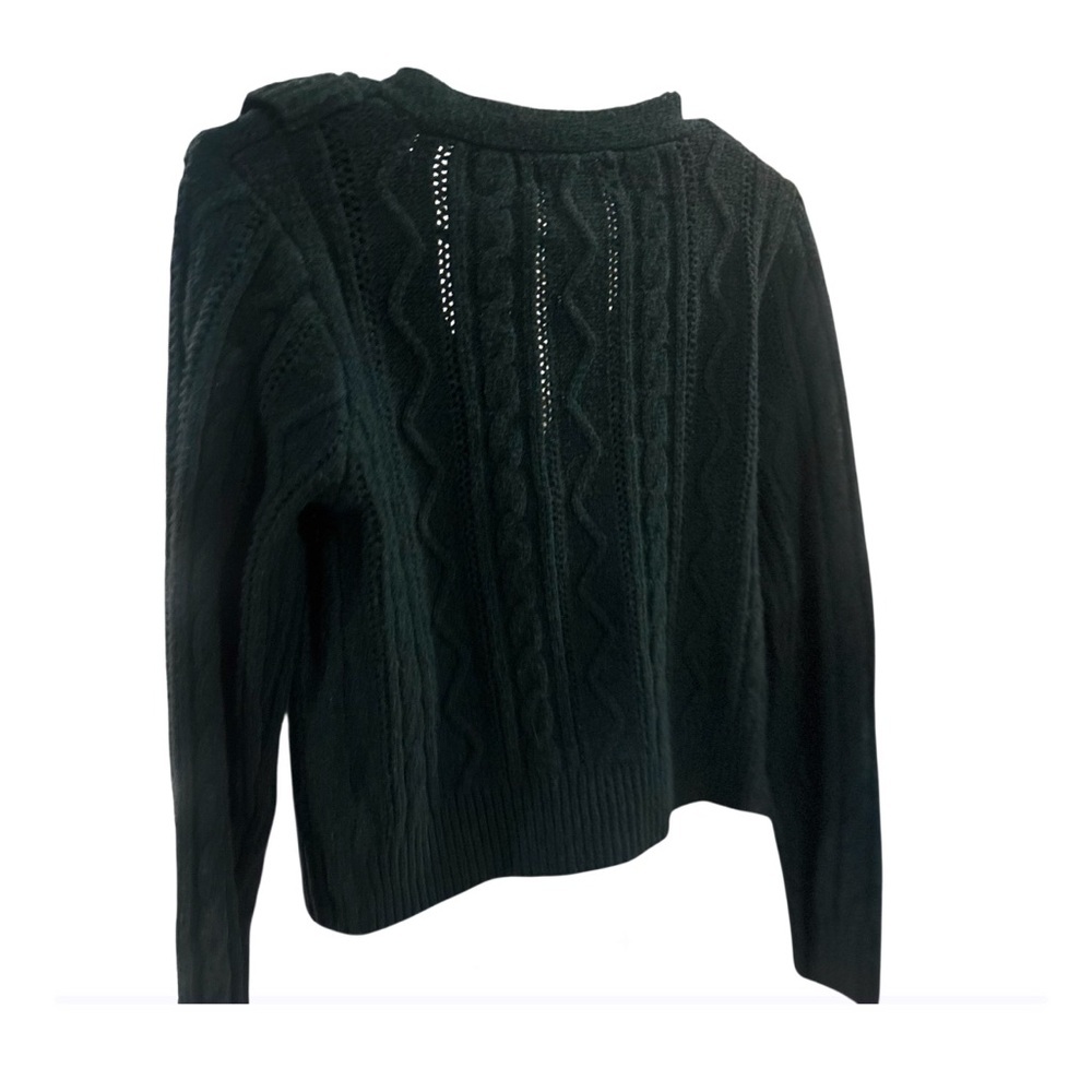 London Kaye Dark Green Ruffled Cardigan Button Sweater Size Small - Picture 9 of 12